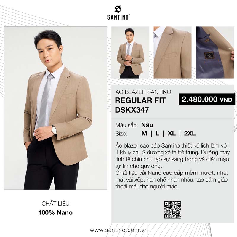 áo blazer nam hàng hiệu màu nâu